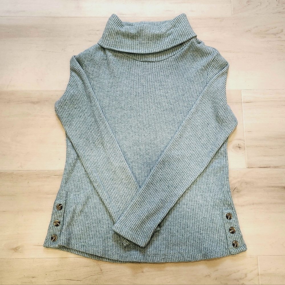 croft & barrow | Teal Blue Cowl Turtleneck Sweater